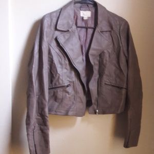 Forever21 faux leather, zipper decal jacket